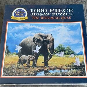 1000 Piece Jigsaw Puzzle - The Watering Hole - Elephants